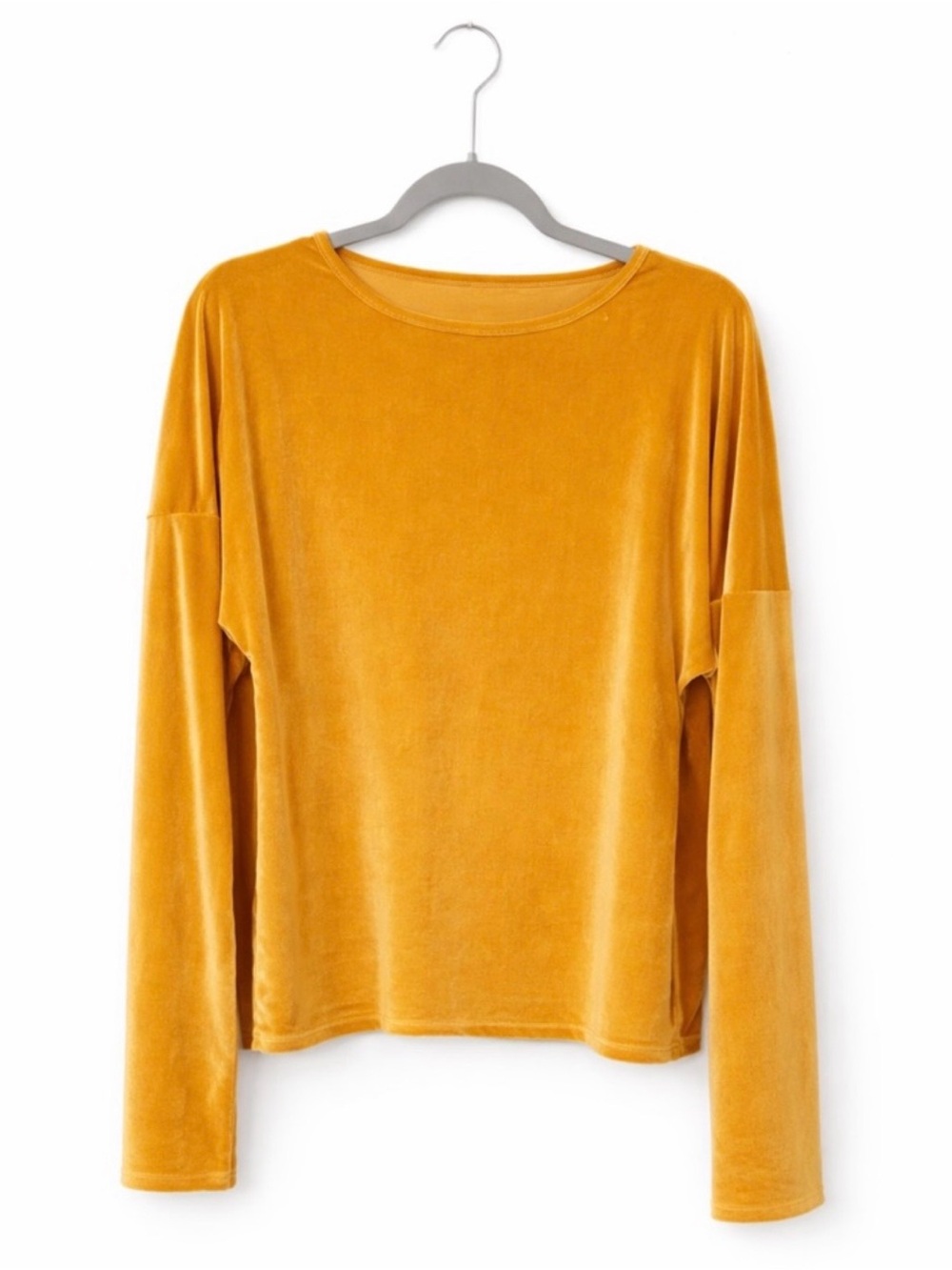 Mustard Velvet Long-Sleeve Top